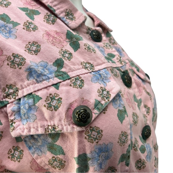 VTG 80's/90's JOLLY U.S.A Pink Floral 100% Cotton Denim Like Crop Jacket Sz Sm - Picture 7 of 16